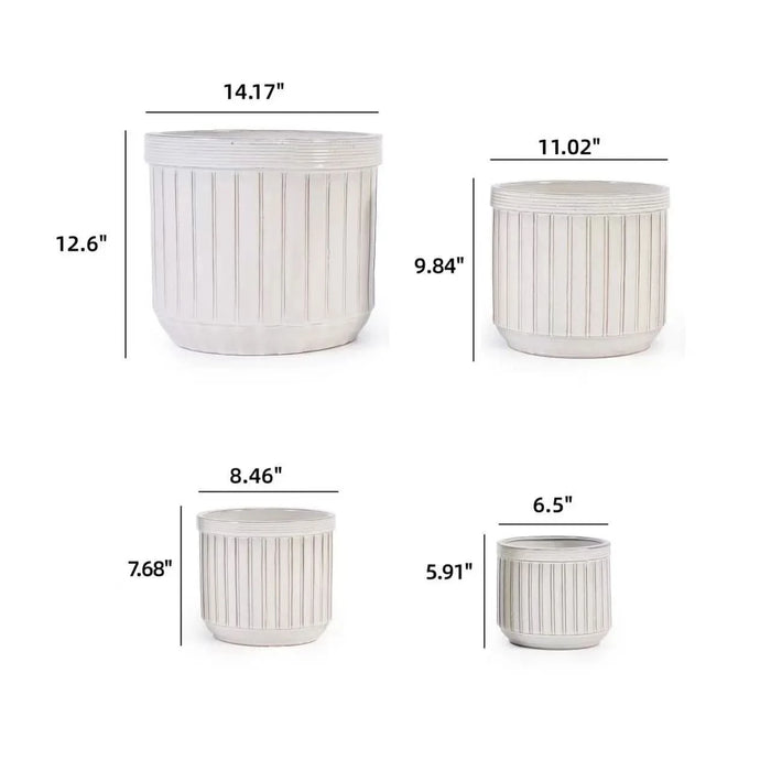 4 Pieces Ceramic Flowerpot, Modern Planter for Patio, Garden or Windowsills - Cream Color - DTY Store