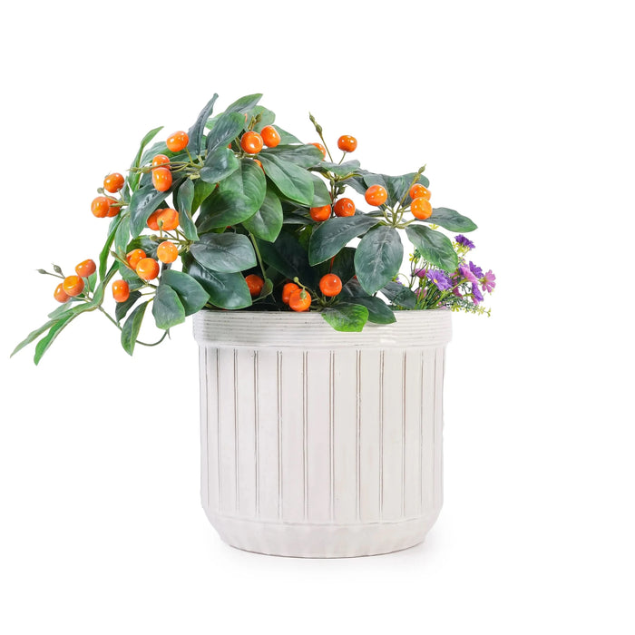 4 Pieces Ceramic Flowerpot, Modern Planter for Patio, Garden or Windowsills - Cream Color - DTY Store