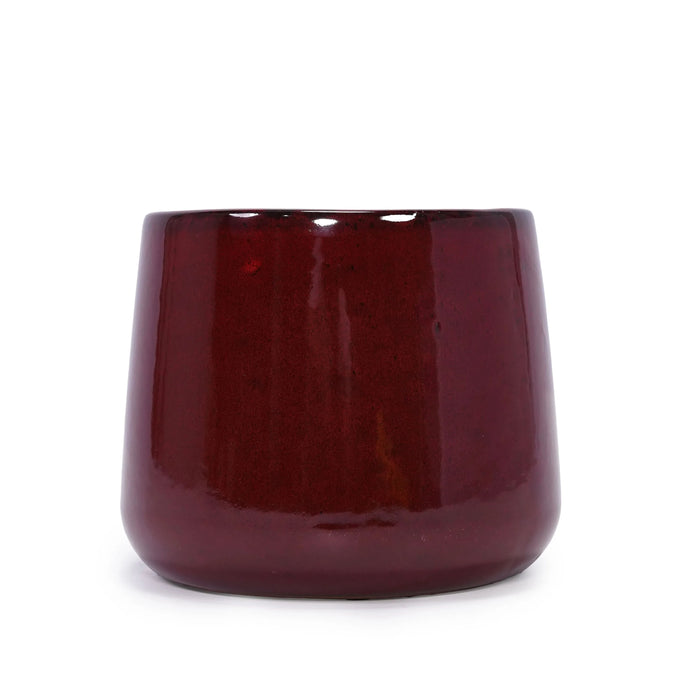 4 Pieces Ceramic Planter Pot, Modern Indoor Outdoor Flowerpot for Patio, Garden, or Windowsills - Bean Paste Red - DTY Store