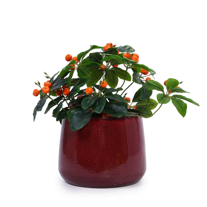 4 Pieces Ceramic Planter Pot, Modern Indoor Outdoor Flowerpot for Patio, Garden, or Windowsills - Bean Paste Red- DTY Store