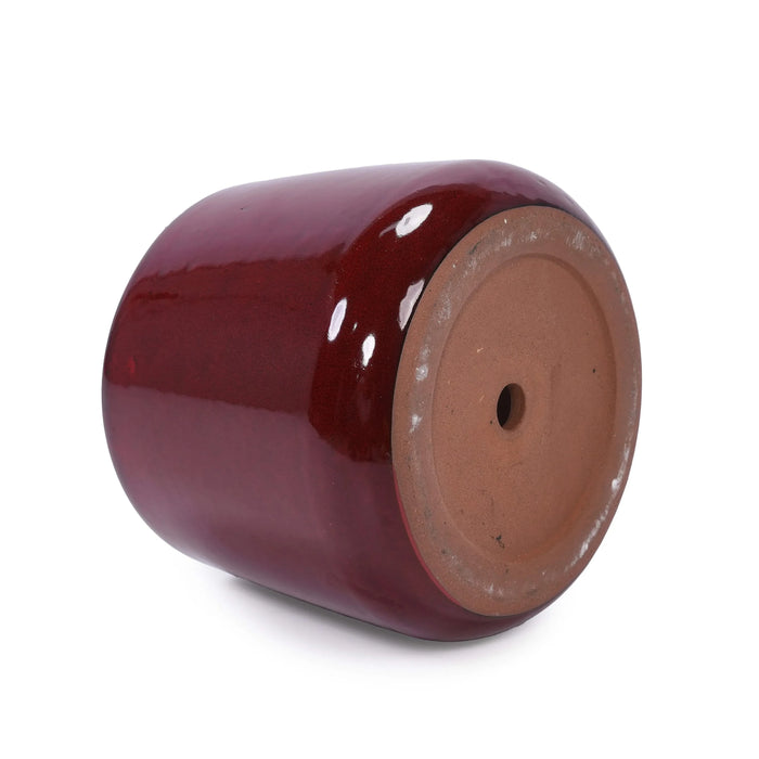 4 Pieces Ceramic Planter Pot, Modern Indoor Outdoor Flowerpot for Patio, Garden, or Windowsills - Bean Paste Red Default -DTYStore