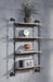 4 Tier Wall Shelf with Metal Tube, Oak and Sandy Black Default -DTYStore
