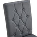 4 piece set of gray armless dining chairs brings a touch of elegance and mystery to the dining area with its deep gray tone,The grid and buckle design of the back add a vintage yet fashionable touch Default -DTYStore