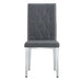 4 piece set of gray armless dining chairs brings a touch of elegance and mystery to the dining area with its deep gray tone,The grid and buckle design of the back add a vintage yet fashionable touch Default -DTYStore
