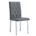 4 piece set of gray armless dining chairs brings a touch of elegance and mystery to the dining area with its deep gray tone,The grid and buckle design of the back add a vintage yet fashionable touch Default -DTYStore