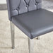 4 piece set of gray armless dining chairs brings a touch of elegance and mystery to the dining area with its deep gray tone,The grid and buckle design of the back add a vintage yet fashionable touch Default -DTYStore