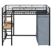 Twin Size Loft Metal Bed with Desk,Shelves,Power Outlet,LED Light and Wardrobe, Black - DTYStore