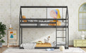 Twin over Twin Rubber Wood Floor Bunk Bed, with ladder,Guardrails,House-Shaped-Bunk Bed, Black - DTYStore