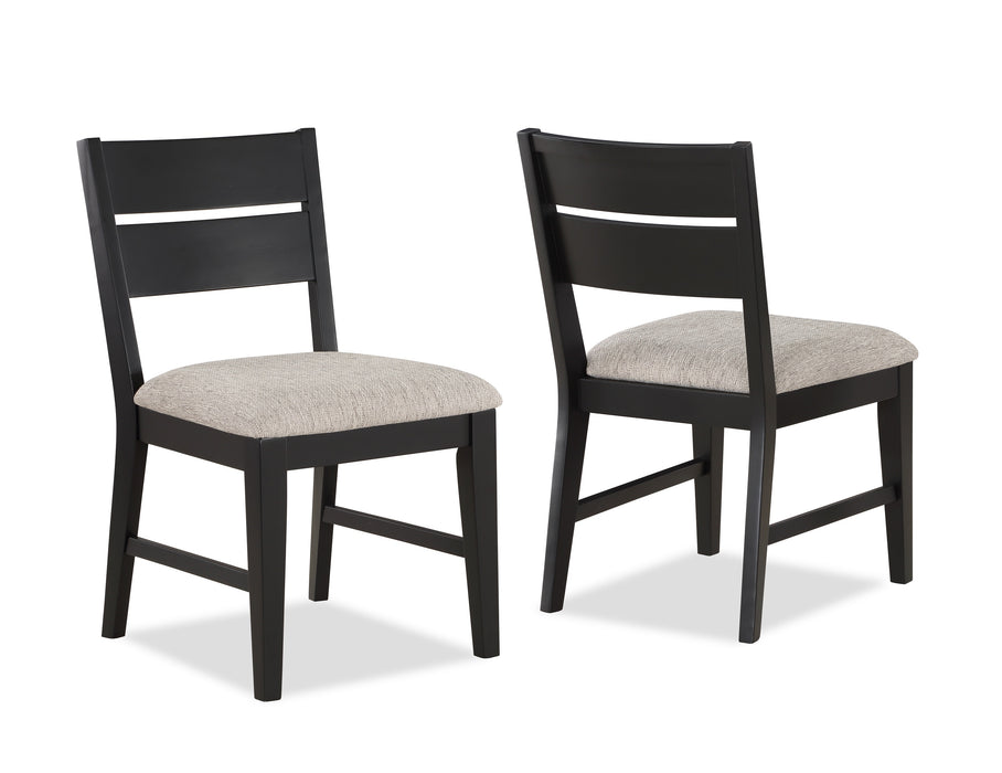 Contemporary 2pc Dining Side Chair Upholstered Seat Ladder Back Dark Frame Gray Fabric Upholstery Dining Room Furniture - DTYStore