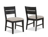 Contemporary 2pc Dining Side Chair Upholstered Seat Ladder Back Dark Frame Gray Fabric Upholstery Dining Room Furniture - DTYStore