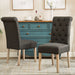 Habit Solid Wood Tufted Parsons Dining Chair, Set of 2, Charcoal - DTYStore