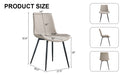 Light gray artificial leather backrest cushion dining chair, black metal legs, curved widened cushion design for more comfort, suitable for restaurants, kitchens, bedrooms, offices.(6 chairs) 0502 - DTYStore