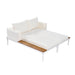 Modern Outdoor Daybed Patio Metal Daybed with Wood Topped Side Spaces for Drinks, 2 in 1 Padded Chaise Lounges for Poolside, Balcony, Deck, Beige - DTYStore