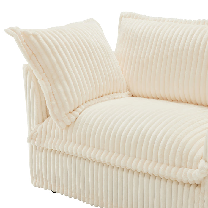 Set of 2 Slipcovered Armchairs,Deep Seat Accent Chair Set for Living Room, Reading Room, Bedroom and Working Spaces,Armchair Sets with Large Soft Pillows,Cream Corduroy Fabric