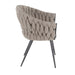 Braided Matisse Contemporary Chair in Black Metal with Grey Faux Leather and Grey Fabric by LumiSource - DTYStore