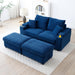 Loveseat with Ottomans,Corduroy Fabric Modular Sectional Sofa,Comfy Deep Plush Couch with Ottomans and Two Pillows,for Small Spaces, Living Room,Bedroom, Office, 5 Colors,Blue - DTYStore