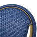 29.5' Outdoor PE Rattan and Aluminum French Barstools, Set of 2, Navy Blue and Bamboo Finish - DTYStore