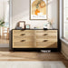 59" Rattan Dresser with Drawers, 6 Drawer Dresser for Bedroom, Clothes Storage Cabinet for Bedroom, Metal Handle&Wood Legs for Hallway, Living Room, Bedroom,Black - DTYStore