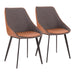 Marche Contemporary Two-Tone Chair in Brown Faux Leather and Grey Fabric by LumiSource - Set of 2 - DTYStore