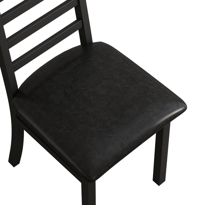 Metal Dining Chairs Set of 2, Steel Legs and PU Leather Seats, High Back Armless Dining Chairs, for Kitchen, Living Room, Black