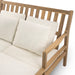 Outdoor Daybed, Patio Daybed with Four Pillows, Wooden Outdoor Bed with Curved Armrests for Poolside, Backyard, Garden (Light Teak+Beige Cushion) - DTYStore