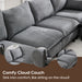 Modular Sectional Sofa, L Shaped Couch Set for Living Room, 4-Seater Comfy Cloud Couches with Movable Ottoman Dark Grey
