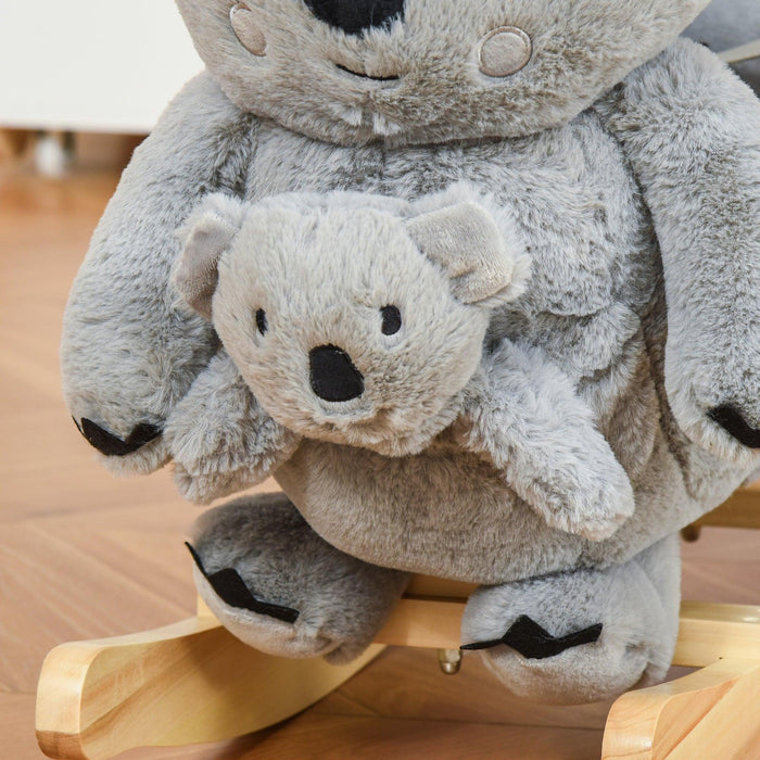 Kids Ride-On Rocking Horse, Koala-shaped Rocker with Realistic Sounds for Children 18-36 Months, Gray - DTYStore