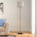 Floor Lamp for Living Room with Beige Lampshade, Standing Lamp Tall Industrial Floor Lamp Reading for Bedroom, Office (No Included Bulb) -Matte Black+Matte Gold - DTYStore