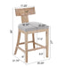 27' Counter Stools Set of 2, Upholstered Counter Height Bar Stools with Solid Rubber Wood Frame, Backrest, Footrest, Armless Barstools for Home Bar, Kitchen Counter, PEBBLE LINEN & Natural - DTYStore