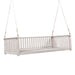 Patio Minimalist Twin Size Garden Swing Bed Wood Porch Swing with Ropes for Backyard, Safe Sloped Design, White - DTYStore
