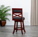 30' Bar Height X-Back Swivel Stool, Stool, Cherry Finish, Charcoal Fabric Seat - DTYStore