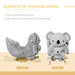 Kids Ride-On Rocking Horse, Koala-shaped Rocker with Realistic Sounds for Children 18-36 Months, Gray - DTYStore