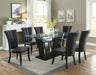 Black Faux Leather Upholstered Lines back Set of 2pc Chairs Dining Room Wide Flair back Chair - DTYStore