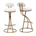 Bar Stools Set of 2 S-shaped Gold Barstools with Backrest Floral Print Upholstered Dining Chairs Counter Height Stool for Kitchen Island (Gold & White Print) - DTYStore