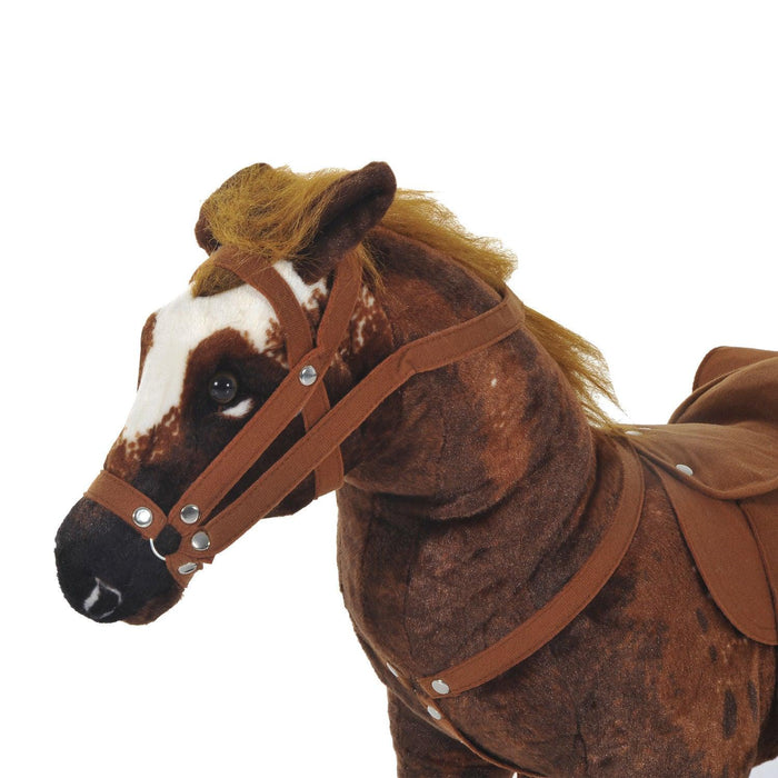 Sound-Making Ride On Horse for Toddlers 3-5, with Neighing and Galloping Sound, Stuffed Animal Horse Toy for Kids with Padding, Soft Feel, Brown - DTYStore