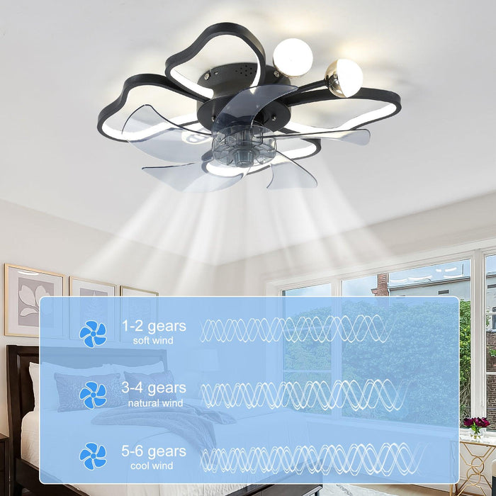 19.7 Inch Light Ceiling Fan with Lights Remote Control with Modern Butterfly Design Styling, Black, Fan for Bedroom, Living Room, Timing Function, Noiseless, Children's Favorite - DTYStore
