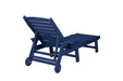 Lounge Chair with Side Table, 3-Piece Oversized Chaise Lounge Chair Set with Wood Texture,Navy Blue,All Weather Patio Lounge Chair with 5 Positions,Wheels&Cup Holder(include 2Lounge chairs and 1Table) - DTYStore