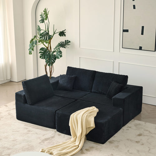 110' Cloud Modular Sectional Sofa,Boneless Couch, No Assembly, 3 seater with Ottoman & 2 Pillows, Perfect for Living Rooms and Bedrooms - Image 8