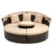 Hot Sale KD Rattan Round Lounge With Canopy Bali Canopy Bed Outdoor, Wicker Outdoor Sofa Bed with lift coffee table - DTYStore