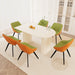 63" medieval modern cream style MDF dining table and green PU dining chair set, 6 sets of black metal leg dining chairs, suitable for kitchen&home