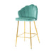 Shell shape green velvet bar chair, gold-plated metal chair legs, suitable for coffee shop, bar, restaurant (set of 2) - DTYStore