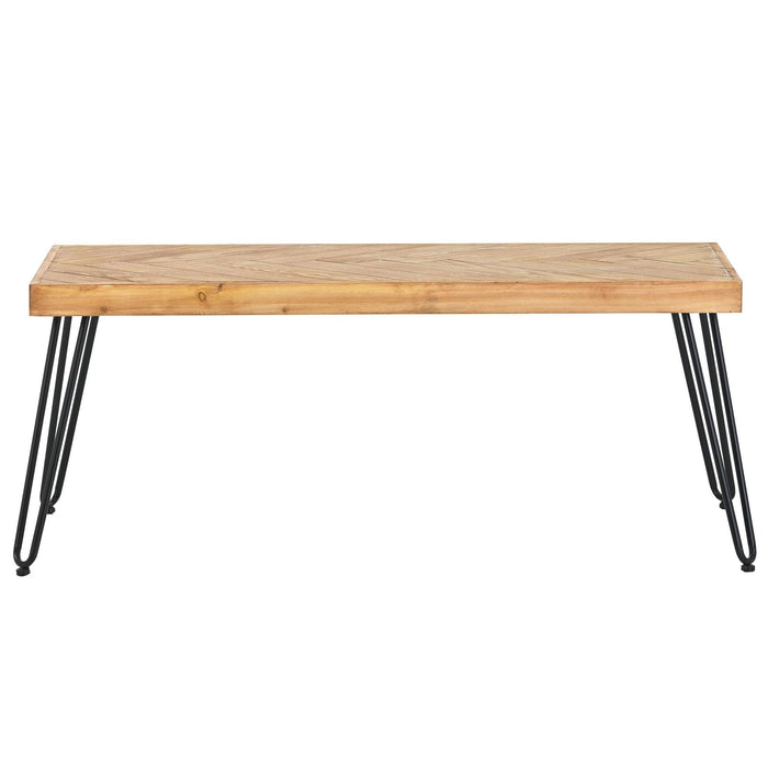 Modern Coffee Table, Easy Assembly Tea Table, Cocktail Table with w/Chevron Pattern & Metal Hairpin Legs for Living Room, Ash Wood Finished - DTYStore