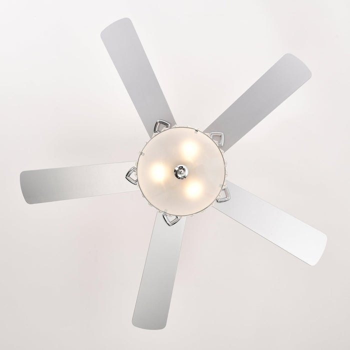 52" 3-Light Chrome Ceiling Fan + Remote, Traditional Farmhouse Rustic Industrial Bohemian Country Cottage Transitional Glam for Home, Kitchen, Living Room - DTYStore