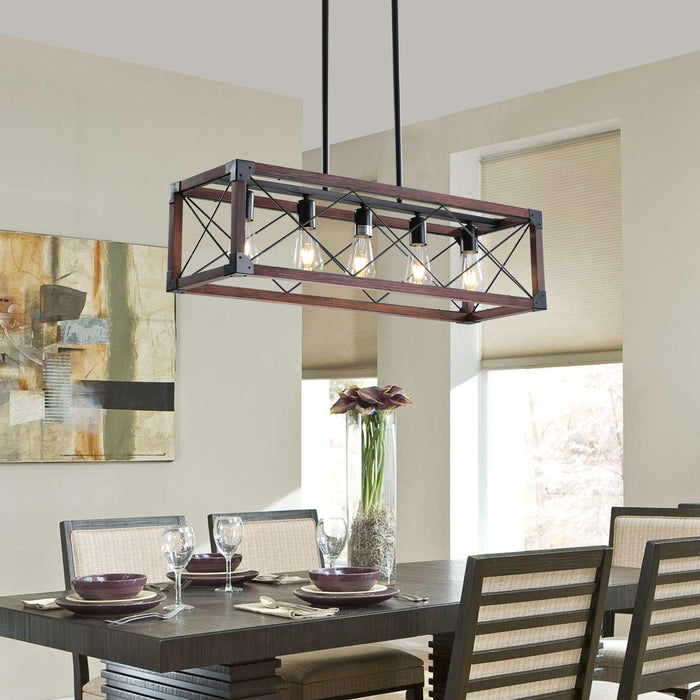 5-Light Retro Farmhouse Chandelier For Kitchen, Living room, Dining room Red(No Bulbs) - DTYStore