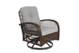 3 Pieces Outdoor Swivel Rocker Patio Chairs, 360 Degree Rocking Patio Conversation Set with Thickened Cushions and Glass Coffee Table for Backyard, Grey - DTYStore