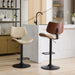 Walnut Bentwood Bar Stools Mid Century Modern Adjustable Counter Height Black Leather Upholstered 360°Swivel Bar Chairs for Kitchen Island/Dining Room/Cafe, 1 chair/1carton,Beige - DTYStore