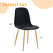 Luxury Simple Chair - Set of 4 BLACK Linen-Cotton Material High Resilience Dining Chair with Metal Golden Leg.Integral metal leg architecture,Suitable for various interior decoration styles. - DTYStore