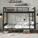 Full XL Over Queen Metal Bunk Bed with Ladder and Slats Support for Adults Teens, Black(Old SKU W2580S00002) - DTYStore