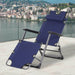 Tanning Chair, 2-in-1 Beach Lounge Chair & Camping Chair w/ Pillow & Pocket, Adjustable Chaise for Sunbathing Outside, Patio, Poolside, Navy - DTYStore