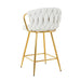 Modern design High stool Gold Plated legs Kitchen Dining White linen bar chair, suitable for Cafe Bar Restaurant (set of 2) - DTYStore